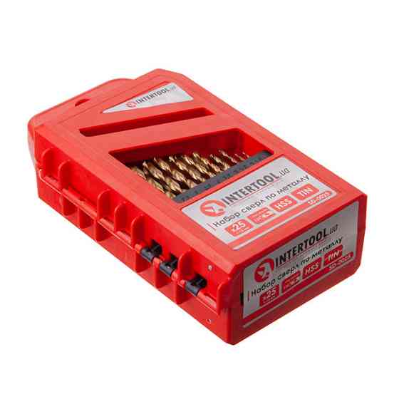 Набір свердел по металу DIN338 HSS, 25 шт. (1,0-13,0 мм), покриття Ti INTERTOOL SD-0025 Киев