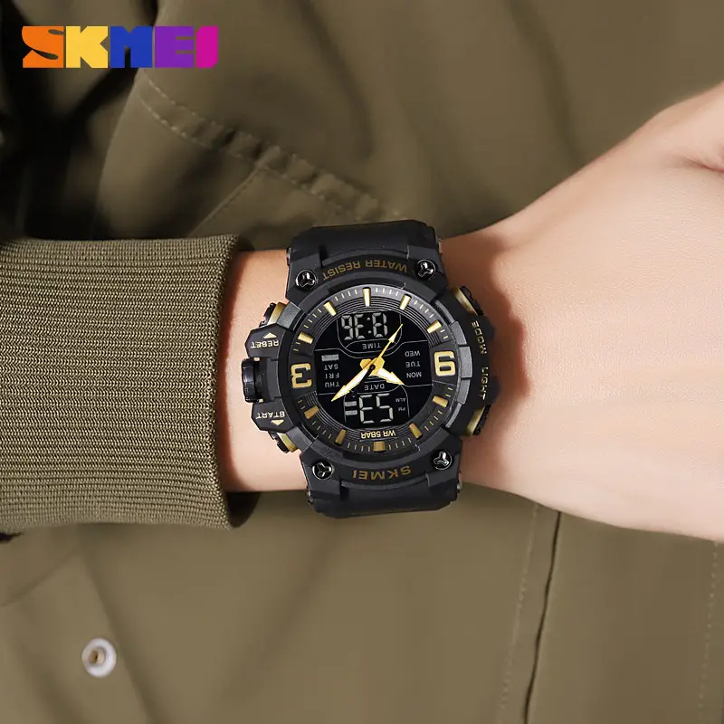 Часы мужские наручные спортивные Skmei 2222 (Черный с золотом) Винница - изображение 7