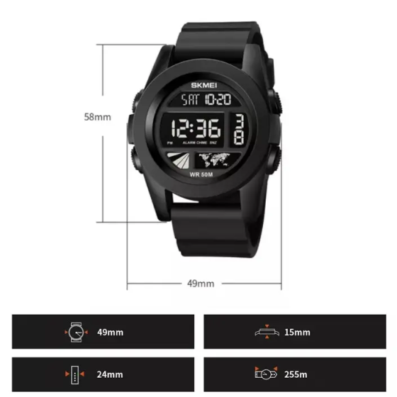 Чоловічий спортивний годинник Skmei 1906 Чорний циферблат Вінниця