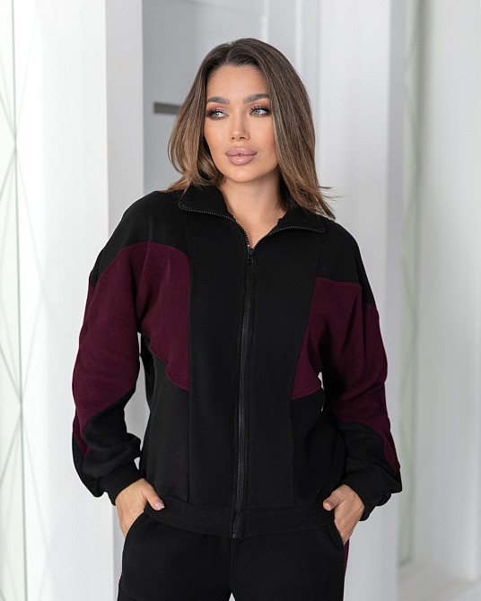 Спортивний флісовий костюм "Connect" | Норма та батал Чорний + максала, 50-52 Київ - фото 2