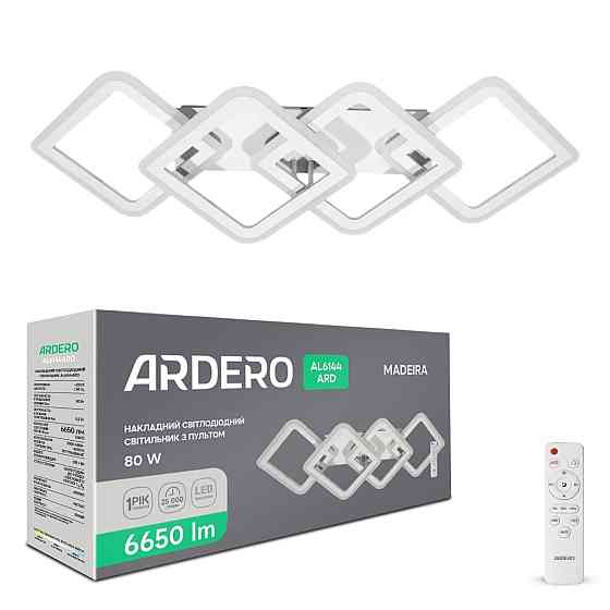 Світлодіодна накладна люстра Ardero AL6144ARD MADEIRA 80Вт білий Харків