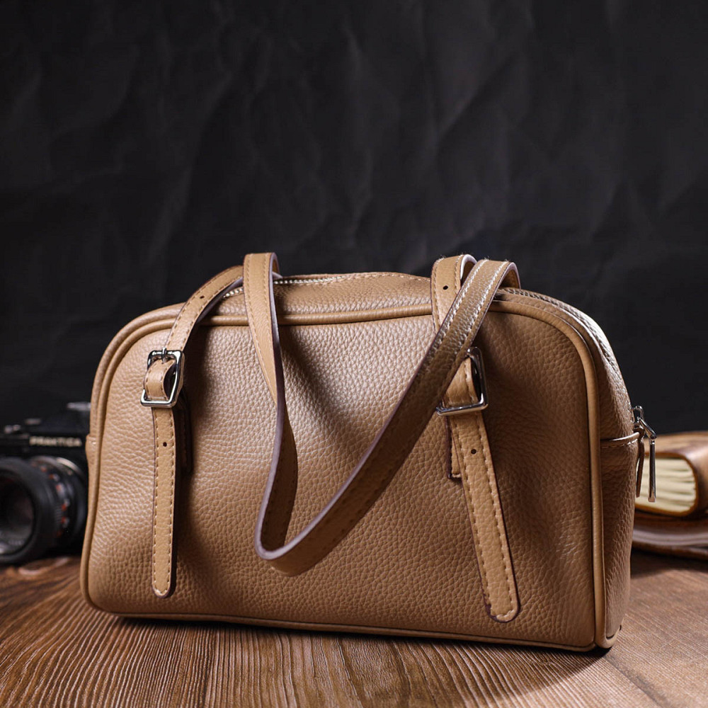 Ділова сумка-клатч зі знімними ручками з натуральної шкіри 22077 Vintage Бежева Київ - фото 10