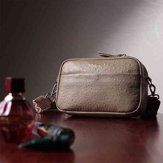 Стильна сумка для жінок із фактурної натуральної шкіри Vintage 22662 Бежева Київ