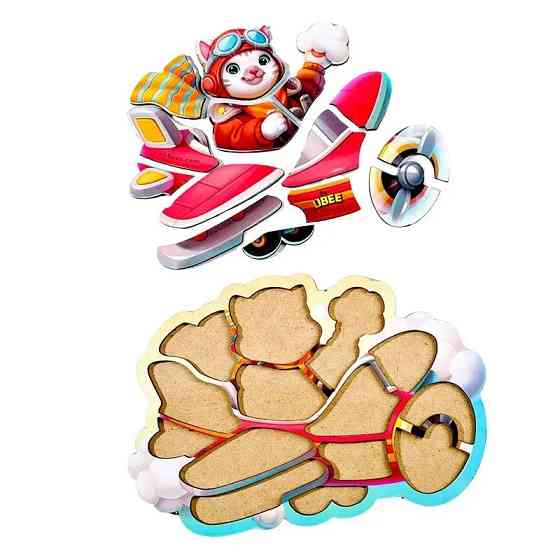 Дерев'яний контурний пазл "Котик пілот" (ПСД281) PSD281 Вінниця