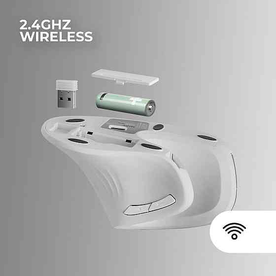 Mars Gaming MMW-ERGOPRO белая эргономичная вертикальная беспроводная мышь 2.4ГГц оптическая 3200 DPI Huano Киев