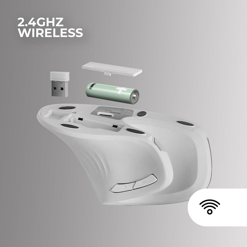 Mars Gaming MMW-ERGOPRO белая эргономичная вертикальная беспроводная мышь 2.4ГГц оптическая 3200 DPI Huano Киев - изображение 6