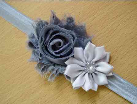 Повязочка на голову дитяча сіра - декор 9см, розмір універсальний (на резинці) Київ