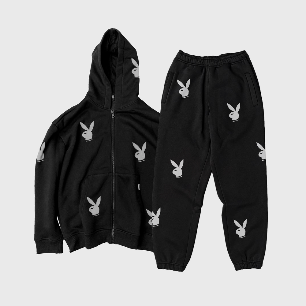 Спортивний зіп костюм з рефлективним принтом PLAYBOY | зіп худі + джогери Фиолетовый Чернівці - фото 1