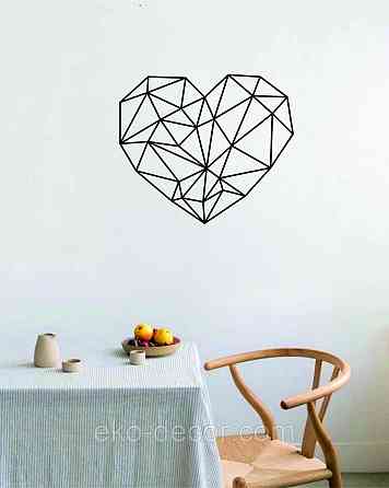 Декоративное настенное Панно «Сердце» Декор на стену 90*77 см, Черный Киев