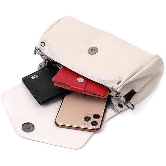 Шкіряна сумка з трикутним клапаном Vintage 22255 Біла Київ