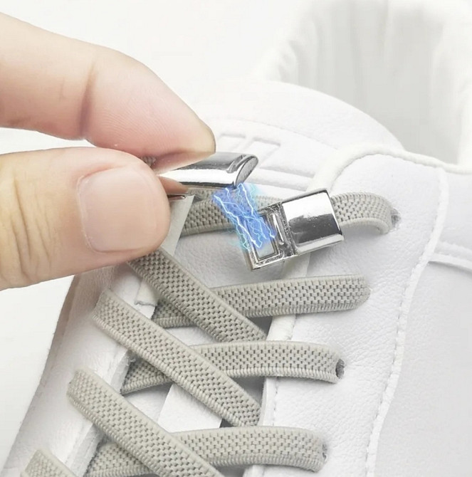 Еластичні шнурки без зав'язок з магнітними застібками Чорний з темними застібками Смела - изображение 2