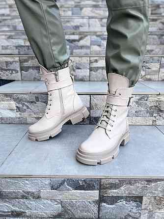 Черевики жіночі M.KRAFT бежеві натуральна шкіра висота 18см підошва 3см (K-60) Коломыя