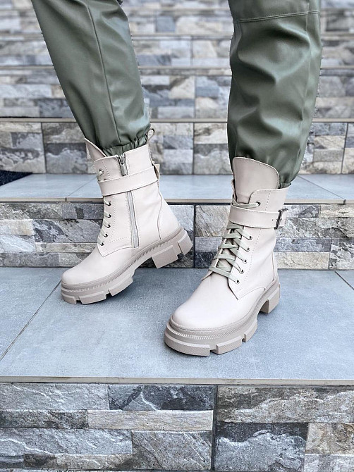 Черевики жіночі M.KRAFT бежеві натуральна шкіра висота 18см підошва 3см (K-60) Коломия - фото 6