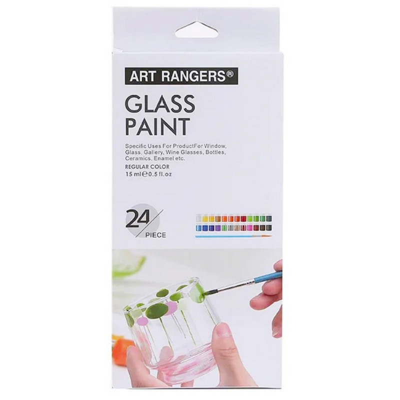 Набор красок для стекла GAS2415, 15 мл, 24 цвета, 3 кисточки Винница - изображение 1