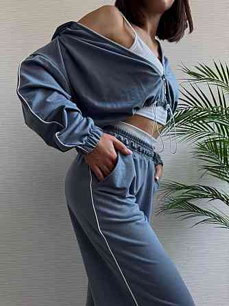 Женский прогулочный костюм тройка: кофта топ и штаны  двунить + микродайвинг Джинс, 42/44 Одесса