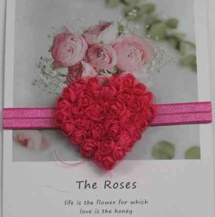 Детская повязка малиновая - сердечко 7см, размер универсальный (на резинке) Киев