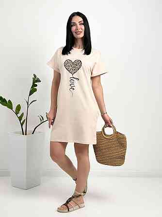 Жіноча сукня з малюнком "Passion" оптом | Норма і батал Бежевий, 46-48 Київ