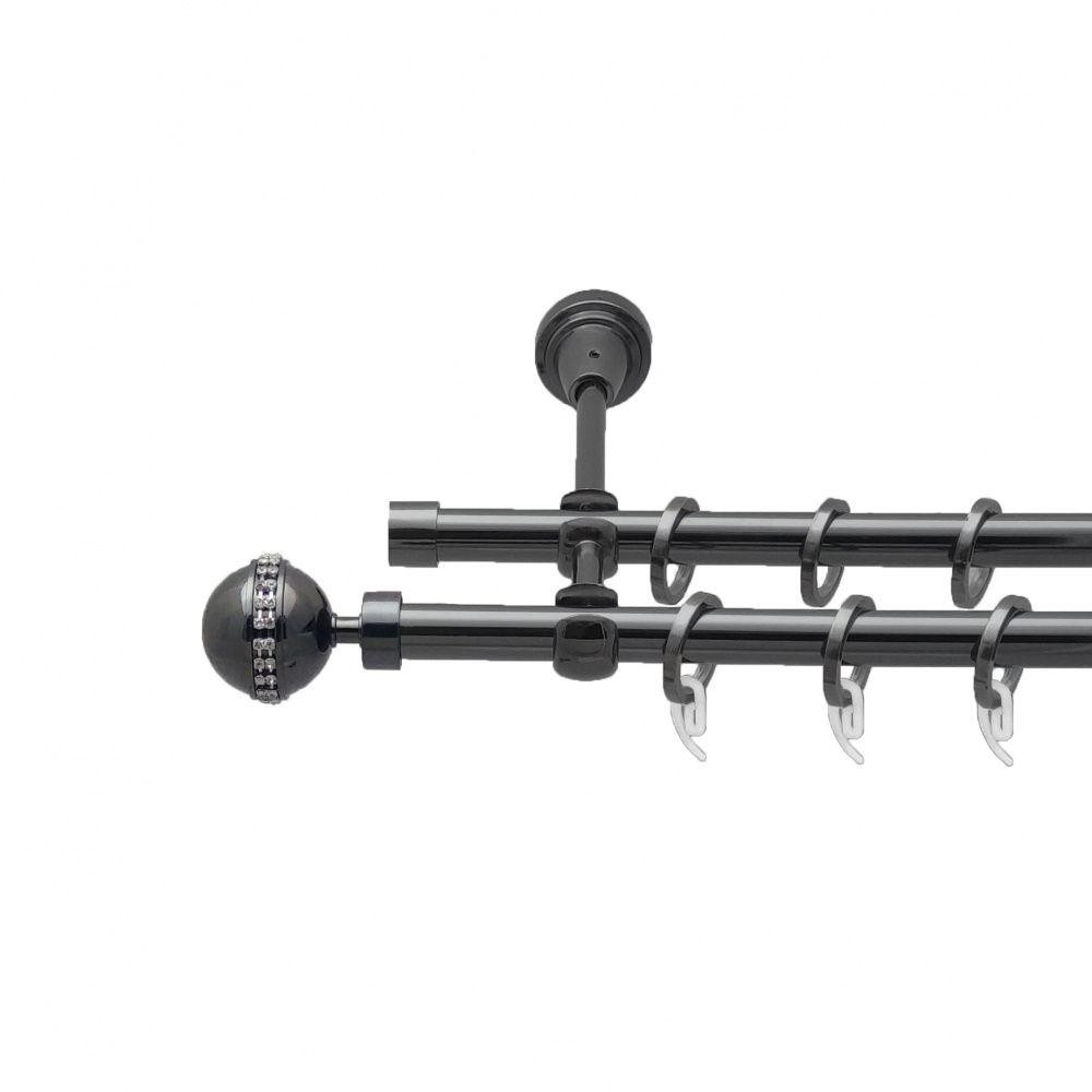 Карниз Orvit Авея металевий дворядний відкритий гладка труба кільце фасонне металеве  Онікс 16\16 мм 300 см (4714253) Львів - фото 1