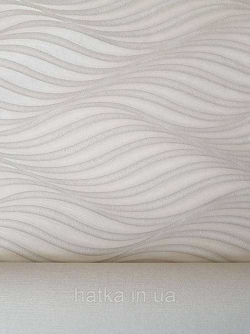 Обои виниловые на флизелине метровые Sintra Edelina абстракция волны листья структурные 3д серебристые серые Киев - изображение 3