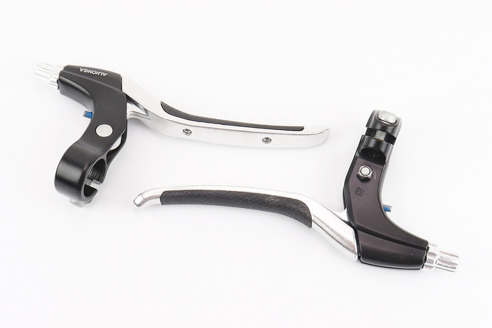 Гальмівні ручки з гумовими вставками, алюмінієві, чорно-сірі HJ-330AD Київ - фото 1