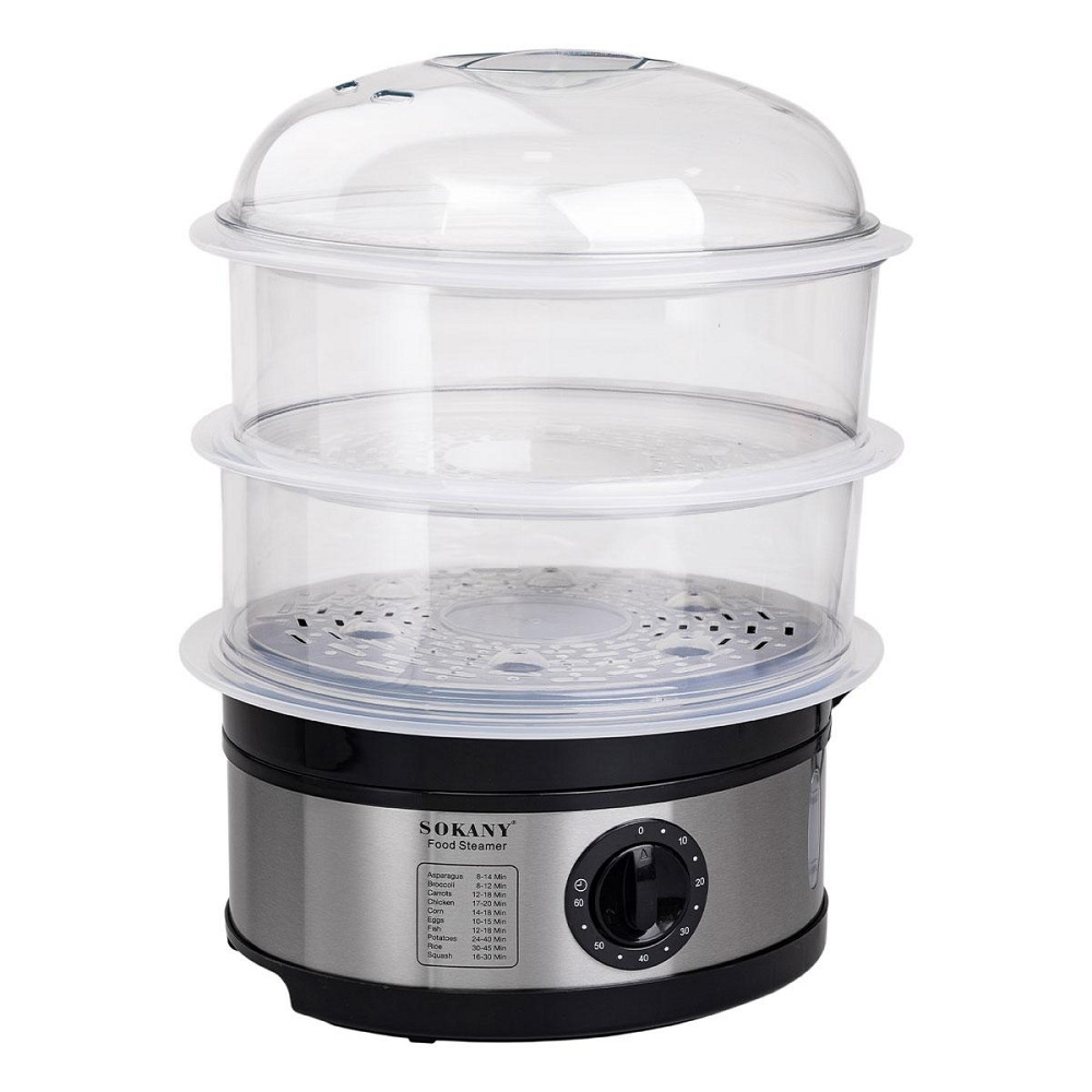 Пароварка електрична трирівнева 650 Вт 11 л з таймером і захистом від перегріву Sokany SK-07018 Київ - фото 2
