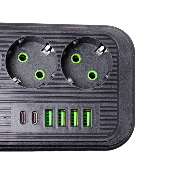Yiwu Мережевий фільтр кабель 3.8 м подовжувач F16 на 3 розетки з USB портами та кнопкою відключ Коломия