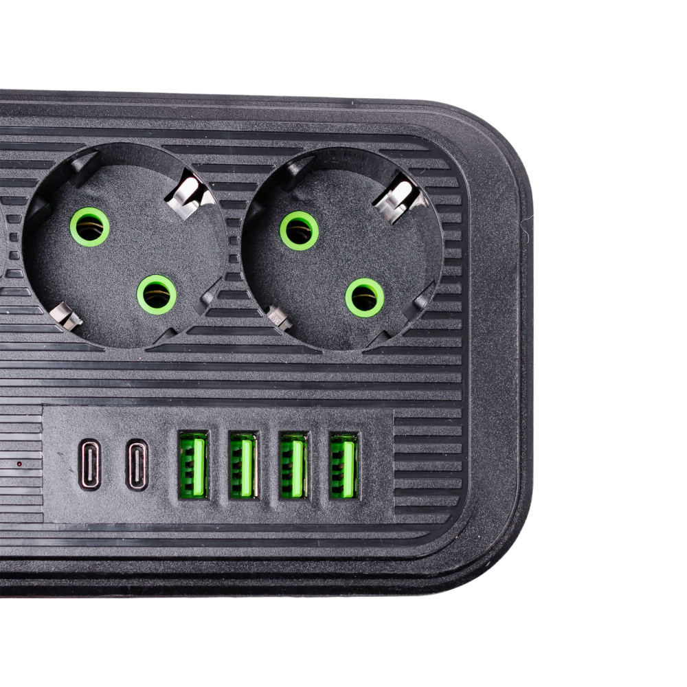 Yiwu Мережевий фільтр кабель 3.8 м подовжувач F16 на 3 розетки з USB портами та кнопкою відключ Коломия - фото 4