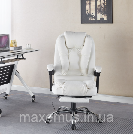 Офисное кресло с массажем и подставкой для ног B 6 0 7 1 кресло для офиса и персонала компьютерное белое Мостиска