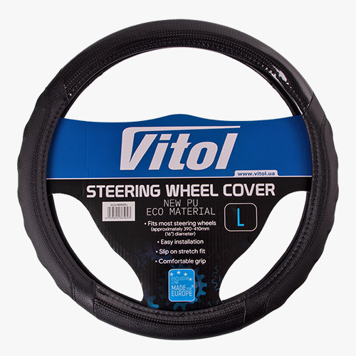 Чохол на кермо VLCU-1409009 L чорний з оздобленням з БО Харків - фото 1