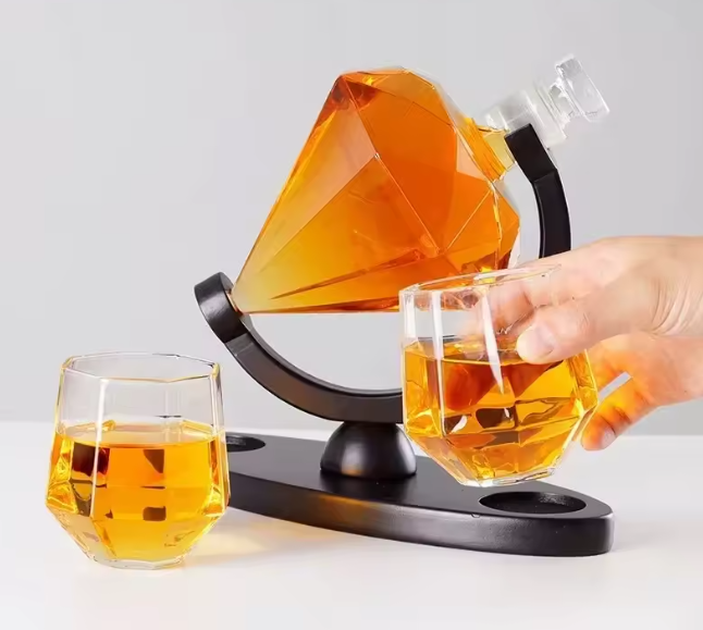 Набор Декантер Бриллиант Кристалл Алмаз Diamond с 2 бокалами на овальной подставке Кременчуг - изображение 5