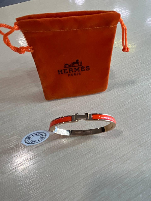 Браслет Hermes / Ермес жовтогарячий браслет - емаль, позолота 18 К Одеса - фото 3