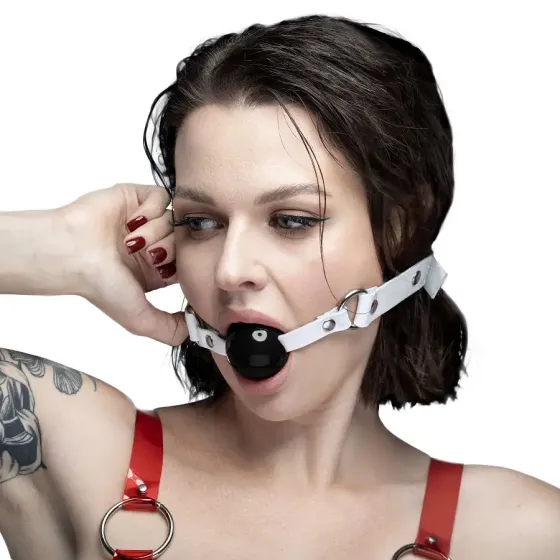 Кляп силіконовий Feral Feelings Silicon Ball Gag White/Black, білий ремінець, чорна кулька Львов