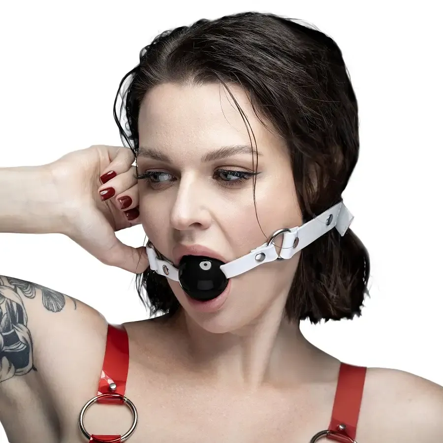 Кляп силіконовий Feral Feelings Silicon Ball Gag White/Black, білий ремінець, чорна кулька Львов - изображение 2