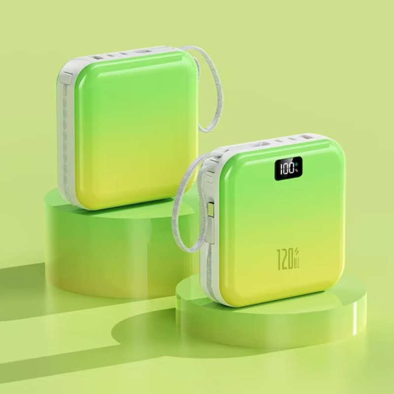 Мини-повербанк 10000 mAh с быстрой зарядкой 22.5W, с Power Delivery 20W и встроенными кабелями Lightning и Type-C,green Каменец-Подольский - изображение 7