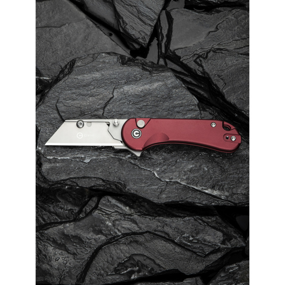 Ніж трапеція складаний кишеньковий Civivi Elementum Utility, (5.8 см) 6Cr13 / Aluminum червоний Київ - фото 18