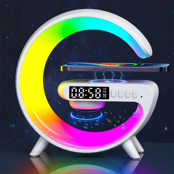 Розумний світлозвуковий генератор G63, RGB-нічник, будильник, звукова машина, бездротова зарядка 15 Вт Київ