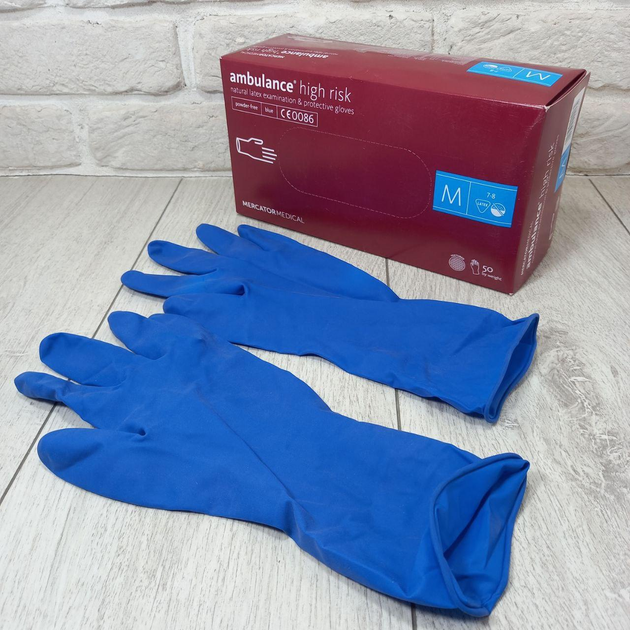 Рукавички  гумові сині М Харків - фото 1