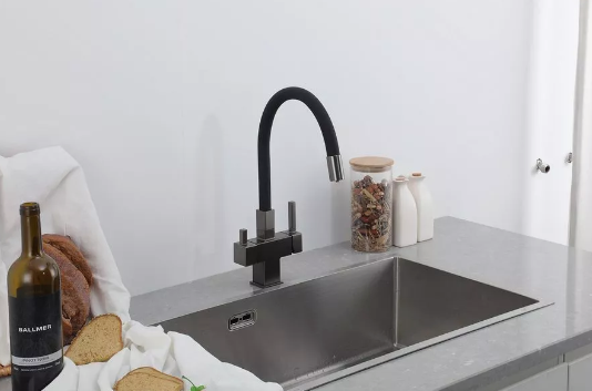 Змішувач для кухні Koer KB-72023-07 з виходом для питної води графітовий з гнучким виливом (KR5010) Чернівці - фото 8