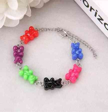 Браслет с мишками разноцветный - длина 15 + 5см, регулируется, смола Киев