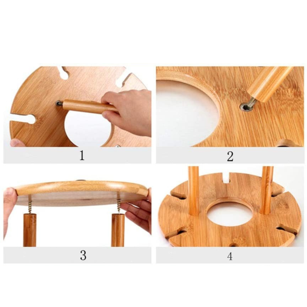 Тримач для пляшки вина та келихів 6 штук бамбукова стійка підставка настільна для винних келихів, 32х24,5 см Кам'янець-Подільський - фото 8