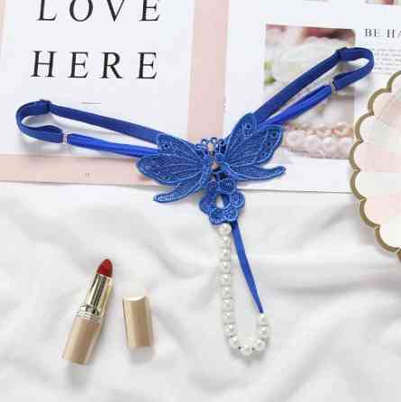 Стрінги з перлами еротичні жіночі універсальний синій Київ