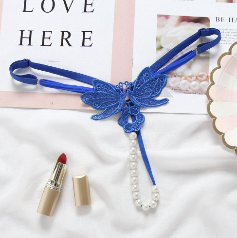 Стрінги з перлами еротичні жіночі універсальний синій Київ - фото 2