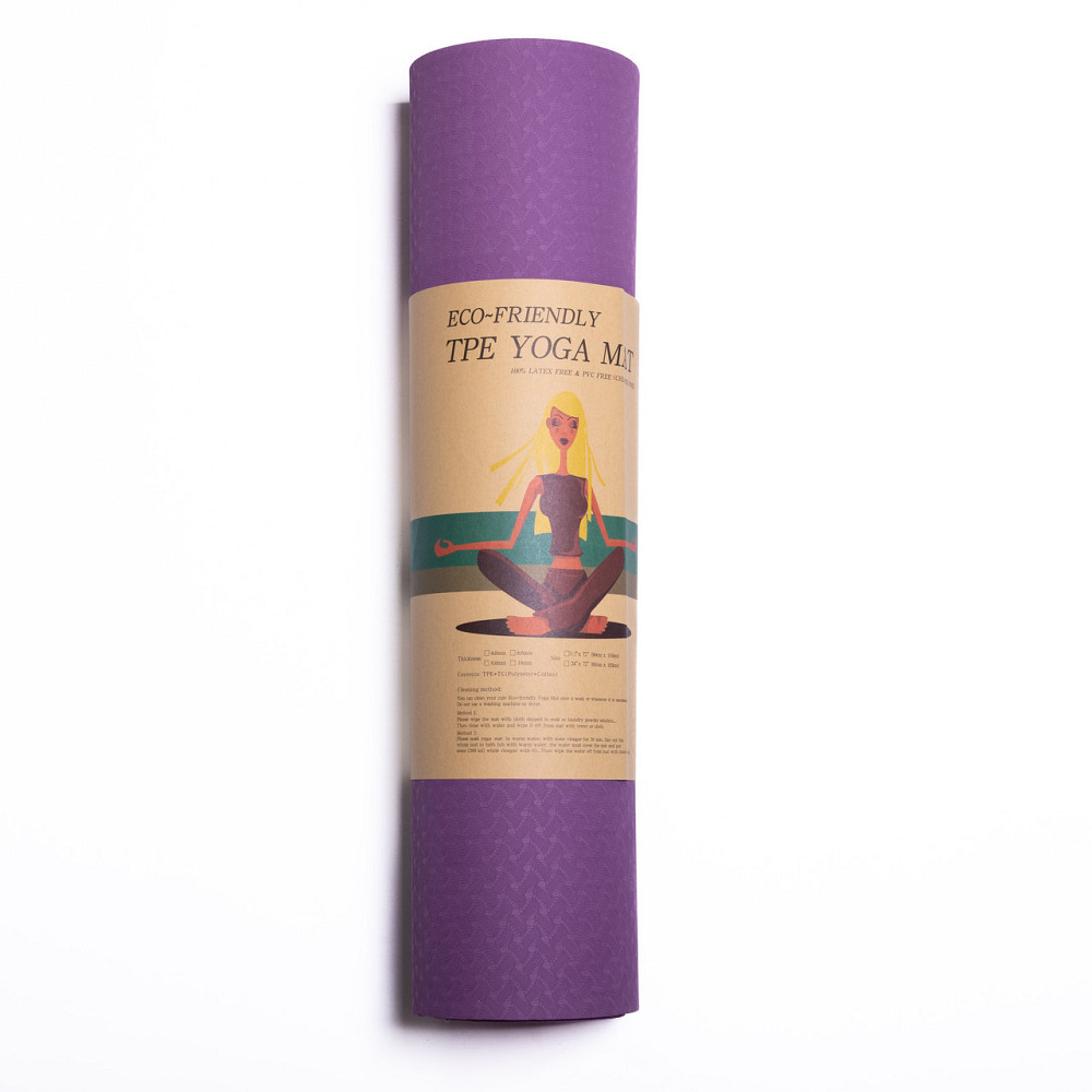 Нескользящий йога-коврик 173×58 см, фиолетовый Киев - изображение 2