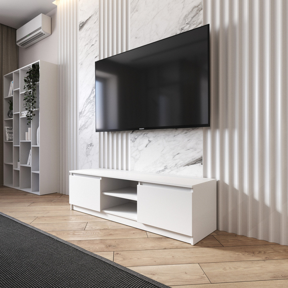 Тумба под телевизор VAYS R-14 Белый, с открытой нишей, ЛДСП, 140×40×40 см – для гостиной и спальни, под ТВ Львов - изображение 1
