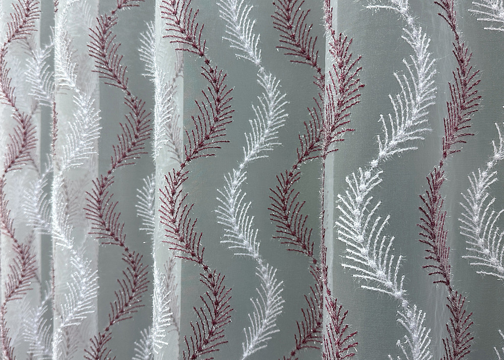 Тюль органза с вышивкой и люрексом цвет бордовый с белым 1691т Киев - изображение 5