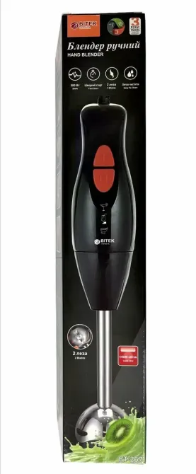 Ручной блендер BITEK BT-267, металл, мощность 300 Вт, 2 скорости, длина шнура 1.1 м, 2 лезвия для измельчения. Одесса - изображение 1