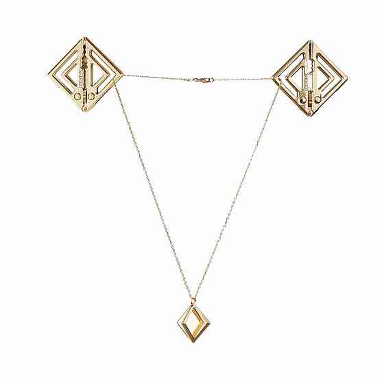 Затискачі для сосків із легкою підвіскою LOCKINK Adjustable Nipple Clamps with Light Pendant - Golden Sex Aura Київ