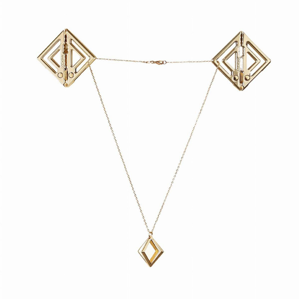 Затискачі для сосків із легкою підвіскою LOCKINK Adjustable Nipple Clamps with Light Pendant - Golden Sex Aura Київ - фото 1