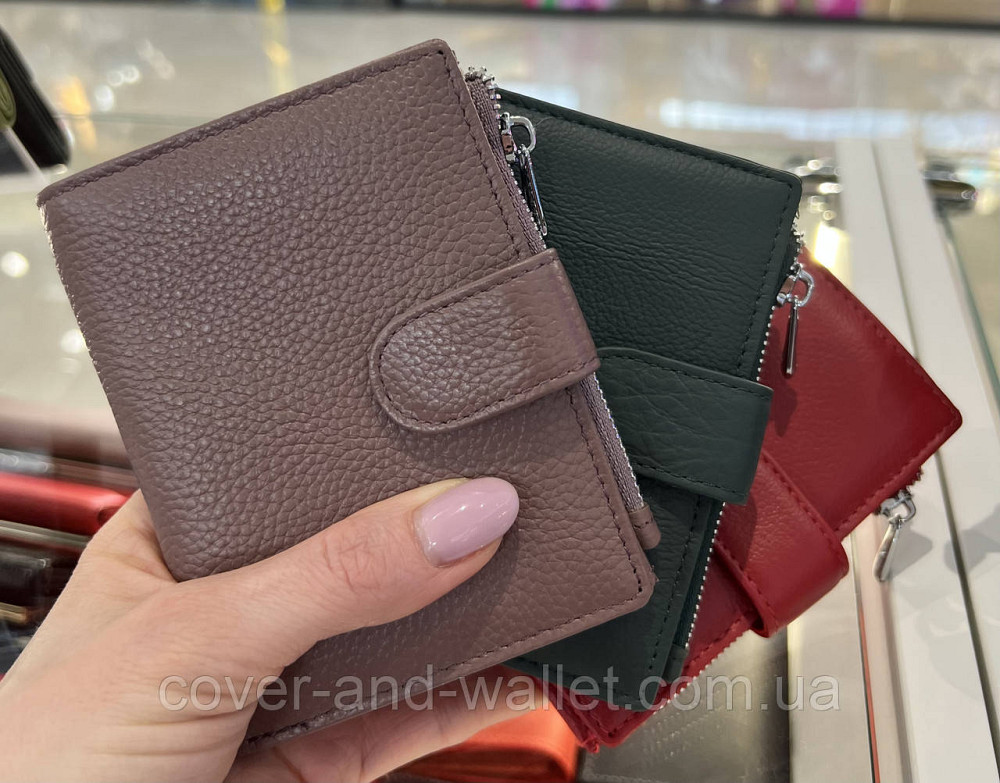 Женский кожаный кошелек зеленого цвета маленького размера на магните HV 3009 Киев - изображение 1