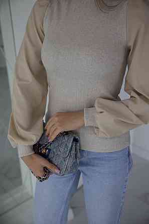 Жіноча елегантна кофта гольф в рубчик "Dazy"| Батал Бежевий, 54-56 Київ